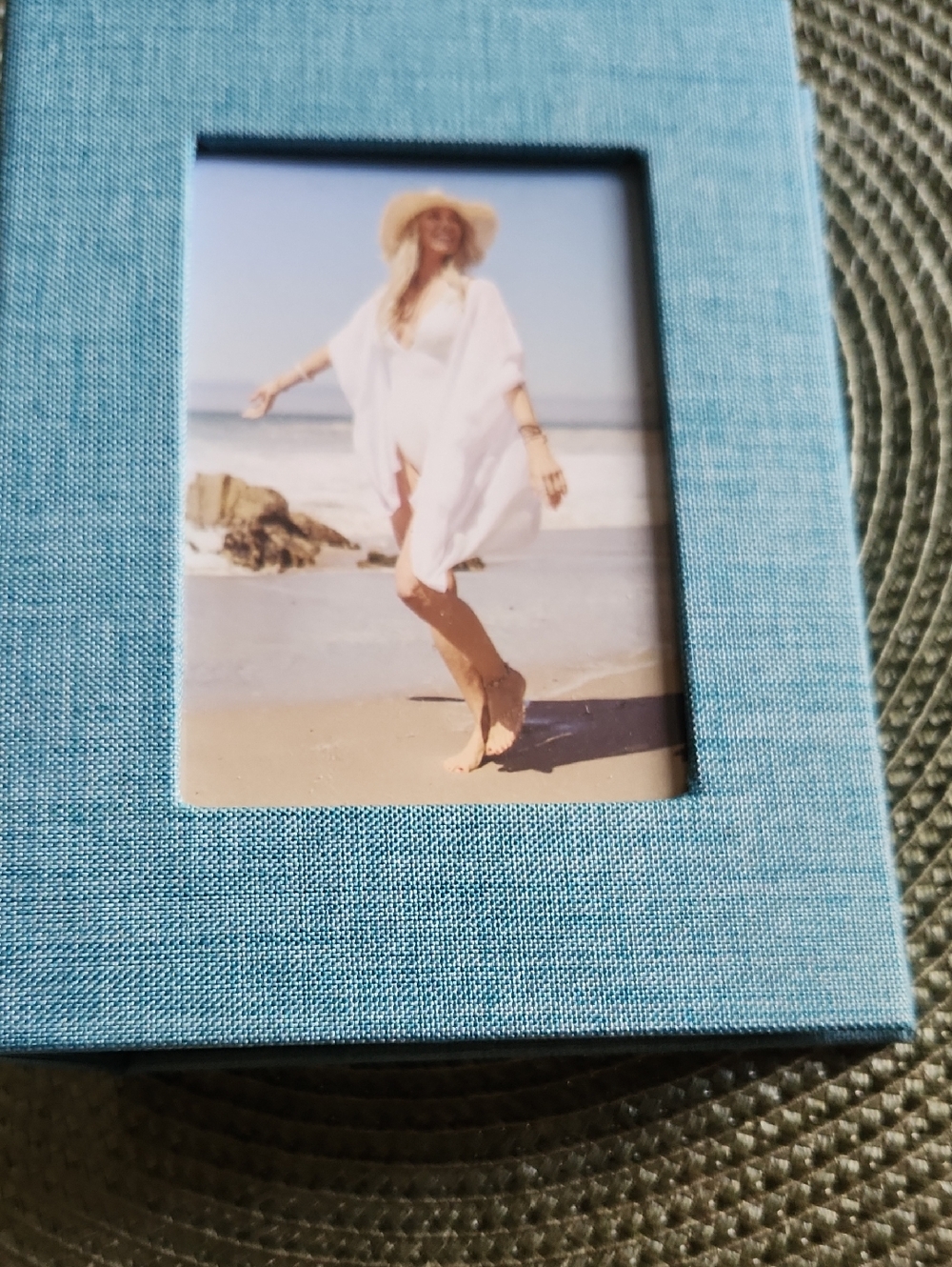 Blue Linen Photo Frame - Classic Tabletop Picture Frame